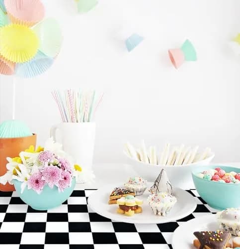 MUNILAIL 6 Pcs Checkered Plastic Table Runners Disposable 14 x 108 inch | Race Car Party Decor thumbnail 4