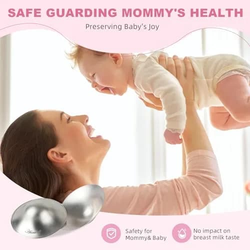 ANNSONG Silver Nursing Cups for Breastfeeding Newborns | 925 Sterling Silver Nipple Covers (Regular) thumbnail 6