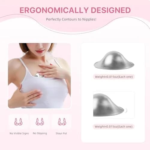 ANNSONG Silver Nursing Cups for Breastfeeding Newborns | 925 Sterling Silver Nipple Covers (Regular) thumbnail 3