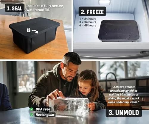 Alaskey Giant Ice Block Mold 12 lbs | Extra Large Silicone Ice Cubes for Cooling & Crafting thumbnail 4