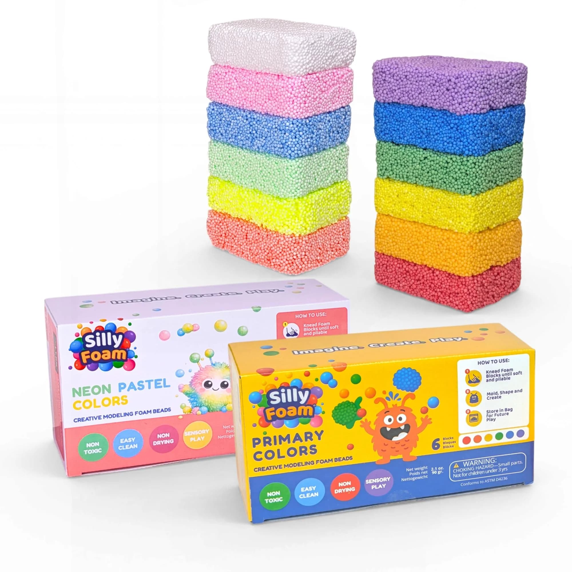 LYRK Collections Silly Foam Modeling Foam Beads 2-Pack (4.2 oz / 120g) | Non-Toxic STEM Toy for Kids Ages 3+