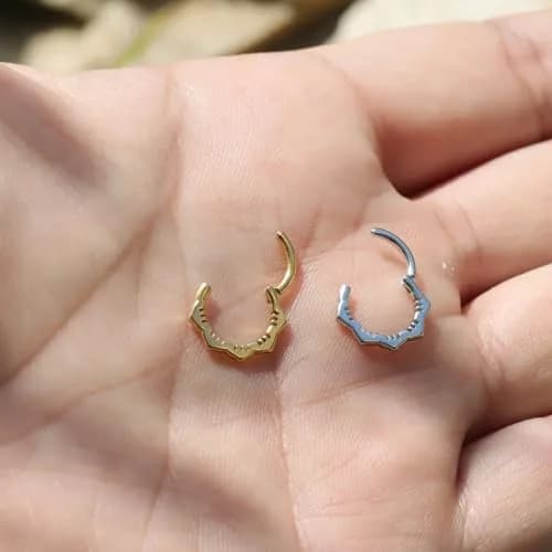 NONTAI 16G Flower Septum Ring 10mm Inner Diameter | Hinged Clicker for Daith, Tragus, Cartilage thumbnail 7