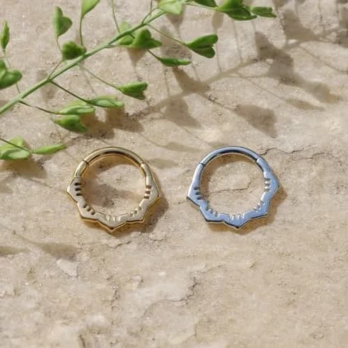 NONTAI 16G Flower Septum Ring 10mm Inner Diameter | Hinged Clicker for Daith, Tragus, Cartilage thumbnail 6