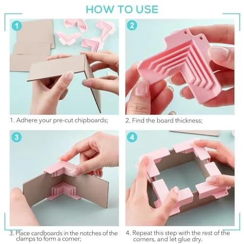 BAOFALI 6-Pack Cartonnage Corner Clamps for Box Making | 1mm, 1.5mm, 2mm, 3mm Chipboard Guides thumbnail 2