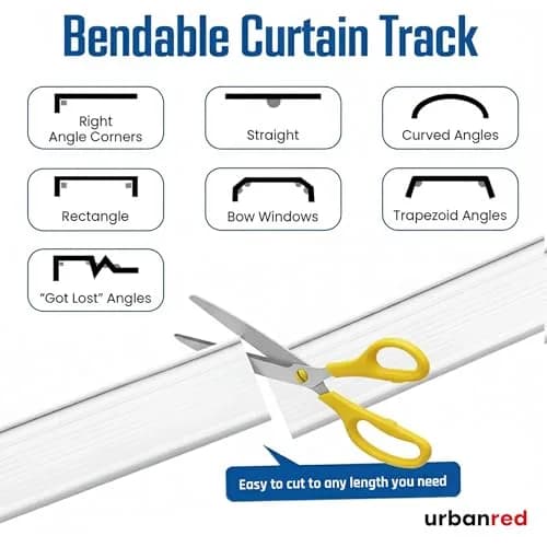 UrbanRed Flexible Bendable Ceiling Curtain Track 0.9 m (2.9 ft) | Mount for Room Divider, RV Ceiling Track, White thumbnail 5