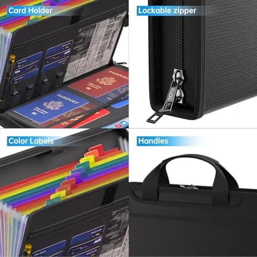 ENGPOW Accordion File Organizer Fireproof Multi Pockets 14.2" x 10.4" | Fireproof & Water-Resistant Document Storage thumbnail 7