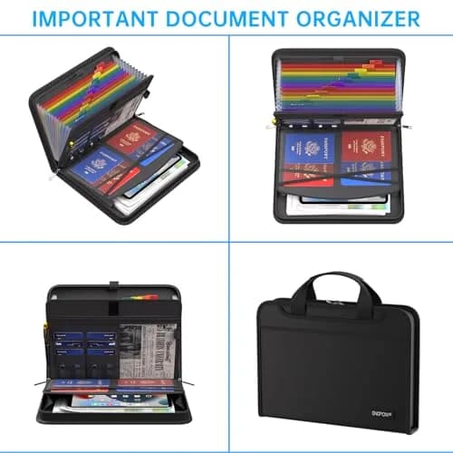 ENGPOW Accordion File Organizer Fireproof Multi Pockets 14.2" x 10.4" | Fireproof & Water-Resistant Document Storage thumbnail 3