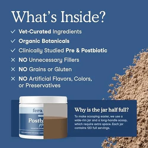 Fera Pets Postbiotics Plus Prebiotics for Dogs & Cats 60g (2.12 oz) | Digestive & Immune Support thumbnail 3