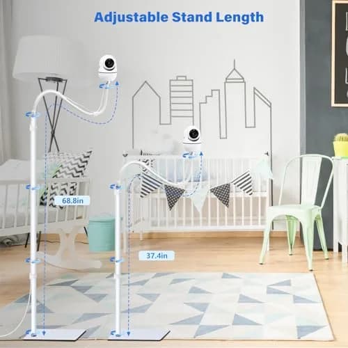 wochel Adjustable Baby Monitor Stand for Nanit Pro, Owlet, Eufy, Motorola, Vtech, HelloBaby, Infant Optics DXR-8 Pro, 1.7m (68 inches) | Universal Floor Mount Holder thumbnail 6