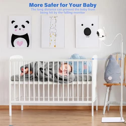 wochel Adjustable Baby Monitor Stand for Nanit Pro, Owlet, Eufy, Motorola, Vtech, HelloBaby, Infant Optics DXR-8 Pro, 1.7m (68 inches) | Universal Floor Mount Holder thumbnail 2