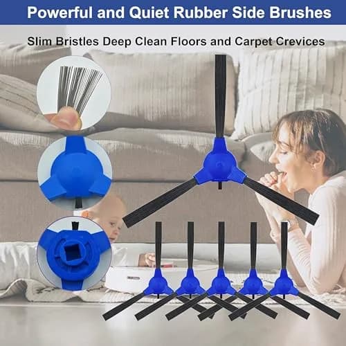 LesinaVac Replacement Parts Kit for Eufy RoboVac 11S Max, 15C Max, 30C Max, G30 Edge, G10 Hybrid (1 Main Brush, 6 Side Brushes, 6 Filters) thumbnail 6