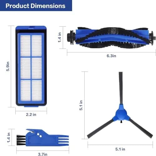 LesinaVac Replacement Parts Kit for Eufy RoboVac 11S Max, 15C Max, 30C Max, G30 Edge, G10 Hybrid (1 Main Brush, 6 Side Brushes, 6 Filters) thumbnail 3