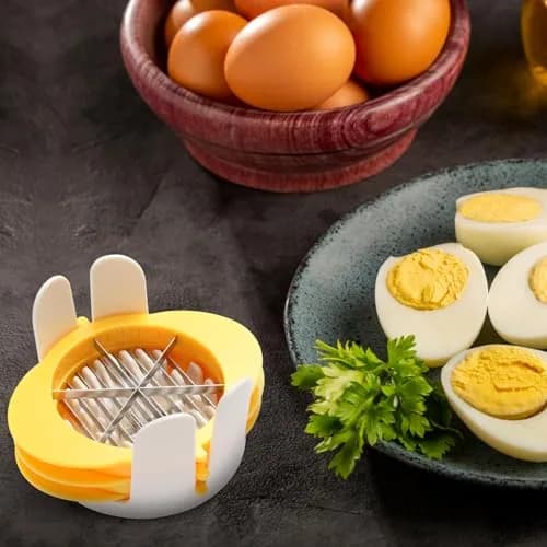 Jawbush 3-in-1 Egg Slicer Yellow | Sharp Stainless Steel Blades, Heavy Duty Multi-purpose Food Cutter for Slicing, Wedging & Quartering thumbnail 4