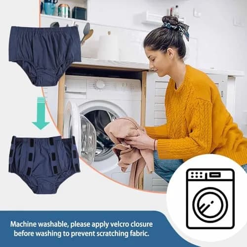 Lmaray Post Surgery Cotton Underwear for Women | Reusable Incontinence Briefs, Tear Away, 3 Pack, Large thumbnail 5