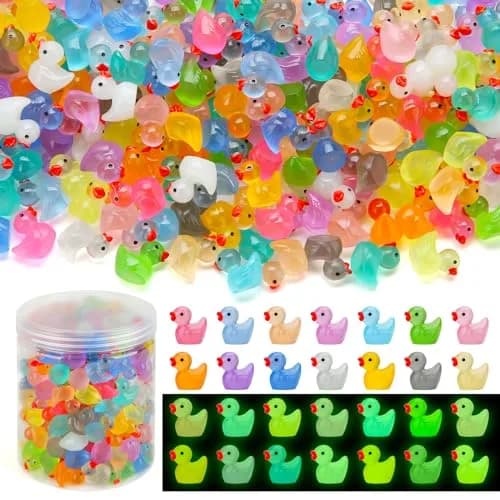 GWAHSA Luminous Mini Resin Ducks 240 Count | Glow in The Dark Tiny Animals for Dollhouse Decor thumbnail 1