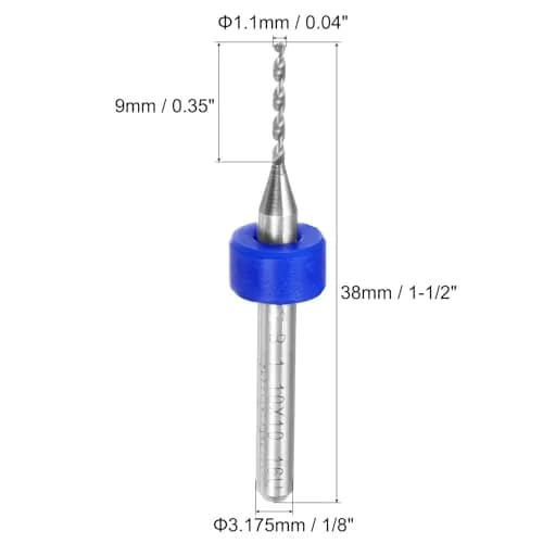 uxcell 1.1mm Tungsten Carbide PCB Drill Bits 2 Set (20 Pcs) | Precision Rotary Tool Bits for Electronics thumbnail 2