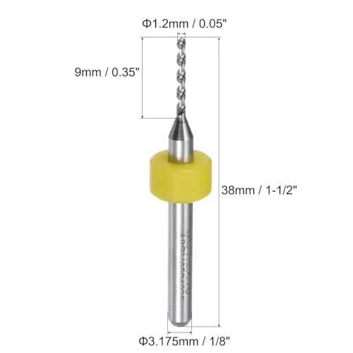 uxcell 1.2mm Tungsten Carbide PCB Drill Bits 38mm Length | 1/8" Shank, 20 Pcs Set thumbnail 2