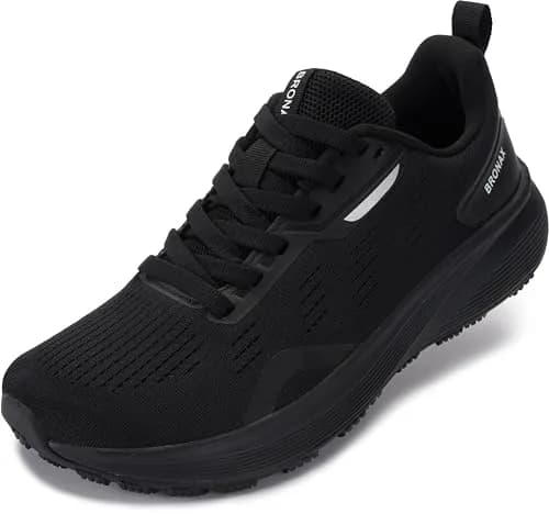 BRONAX Wide Toe Box Athletic Shoes 8.5W Black | Breathable Mesh, Shock Absorption, Wide Fit thumbnail 1