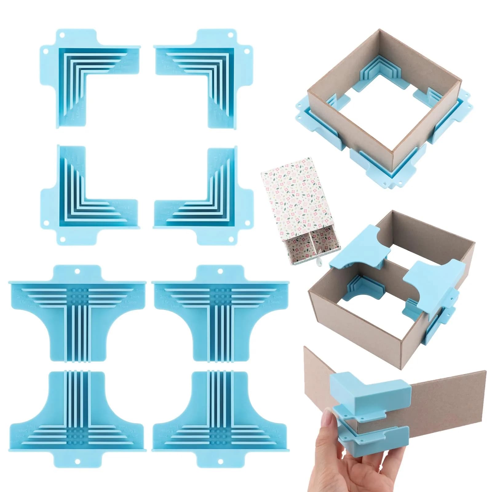 BAOFALI 8-Pack Corner/Divider Assembly Clamps for Chipboard Boxes, 1-3mm Wide | Precision 90-Degree Holding Tool