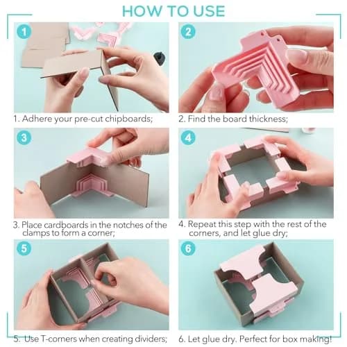 BAOFALI 9-Pack Corner Guides for Cartonnage & Box Making - 1mm to 3mm Chipboard | Precision 90-Degree Assembly thumbnail 4