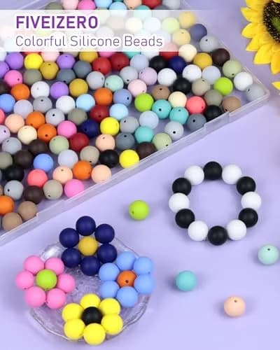 FIVEIZERO 150PCS 30 Colors 15mm Round Silicone Beads | Versatile DIY Craft Beads thumbnail 4