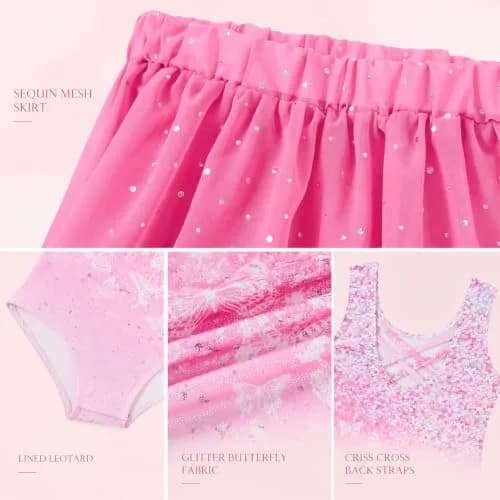 Idgreatim Girls Gymnastics Leotards 3-Piece Outfit Aqua Marble 6-7 Years | Complete Set for Dance & Play thumbnail 5