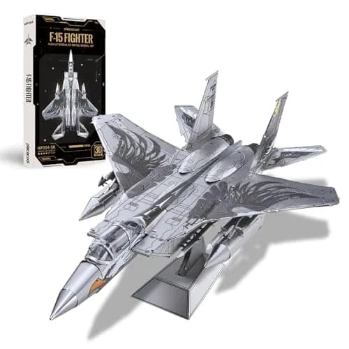 Piececool American F-15 Fighter Metal Airplane Model Kit | 84 Pieces, Stainless Steel thumbnail 1