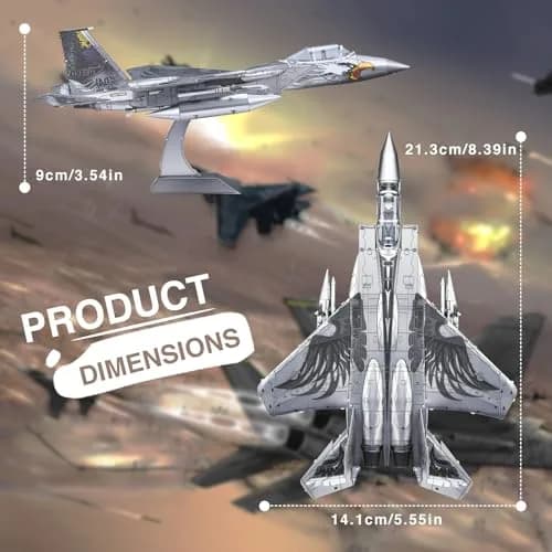 Piececool American F-15 Fighter Metal Airplane Model Kit | 84 Pieces, Stainless Steel thumbnail 5