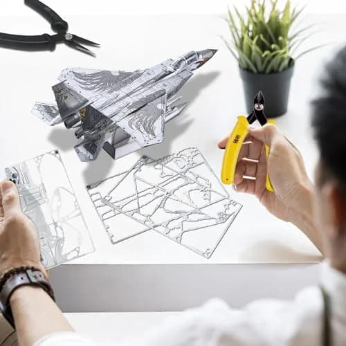 Piececool American F-15 Fighter Metal Airplane Model Kit | 84 Pieces, Stainless Steel thumbnail 6