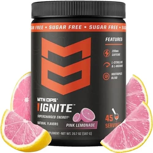 MTN OPS Ignite Energy Powder, Pink Lemonade | Sugar-Free, 45 Servings, Gluten-Free, Caffeine & Nootropic Support thumbnail 1