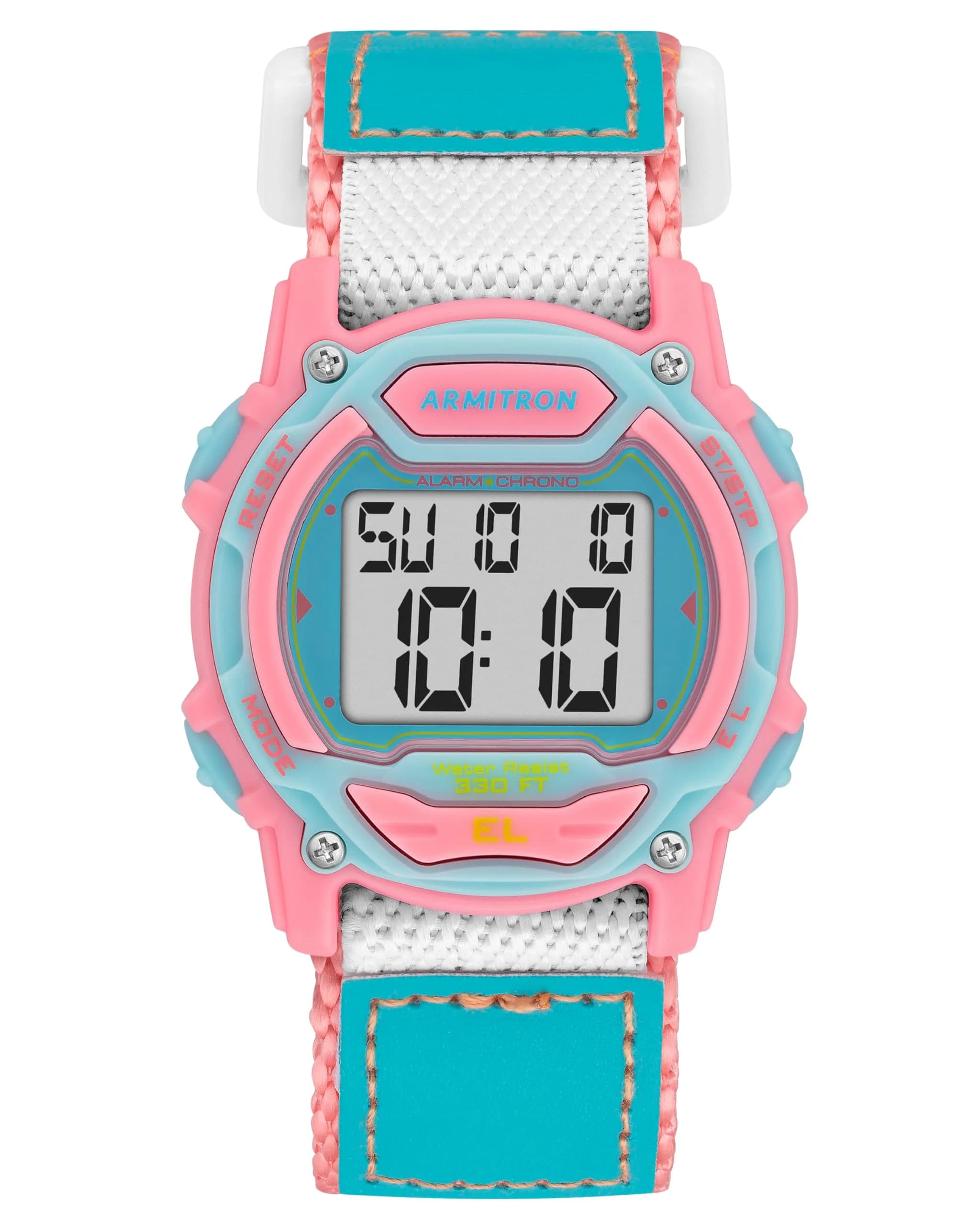 Armitron Sport Unisex Digital Chronograph Watch 40mm Nylon Strap Water-Resistant — Pink/Blue