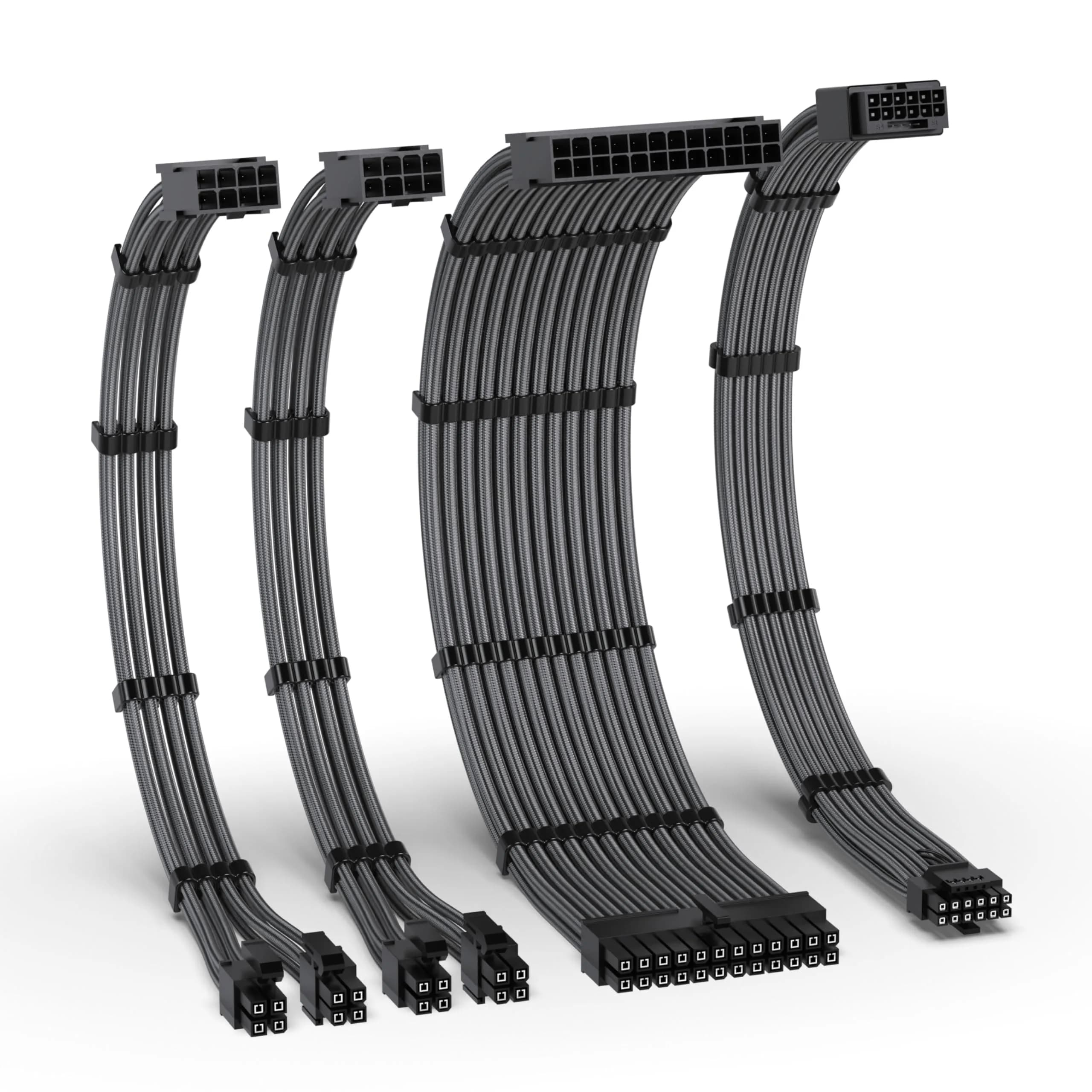EZDIY-FAB 12VHPWR PSU Extension Kit 300mm (11.8in) | 1x24-Pin ATX, 2x8-Pin EPS, 1x12+4 Pin GPU, Carbon Sleeved