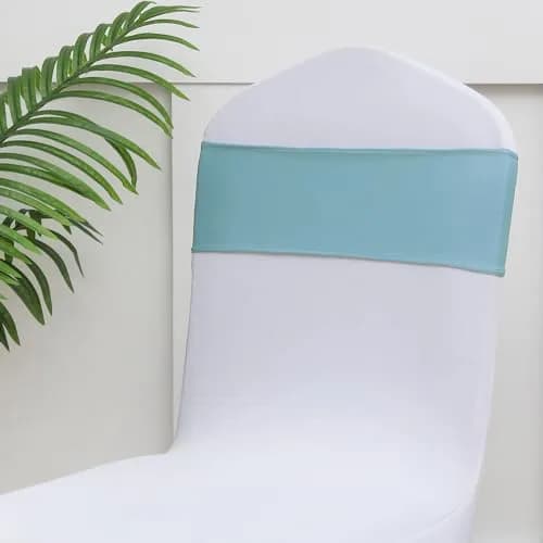 Gankar Baby Blue Chair Sashes 50 Pack | Stretchable Polyester Spandex Bands for Events thumbnail 6