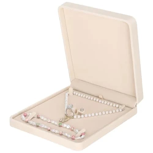 LETURE Velvet Jewelry Set Box 19cm x 19cm x 4cm | Organizes Necklaces, Rings, Earrings thumbnail 1