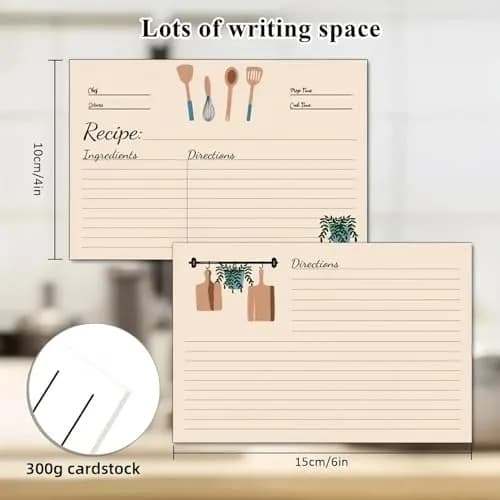 YOJO Recipe Cards,50 Count 4x6 | Minimalist Cardstock for Kitchen & Gifts thumbnail 3
