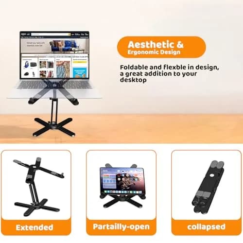Moallia N86 360 Rotating Laptop Stand for Desk with Locking Knobs, Black 2.27 kg (5 lb) | Ergonomic Aluminum Riser for Collaborative Work thumbnail 4