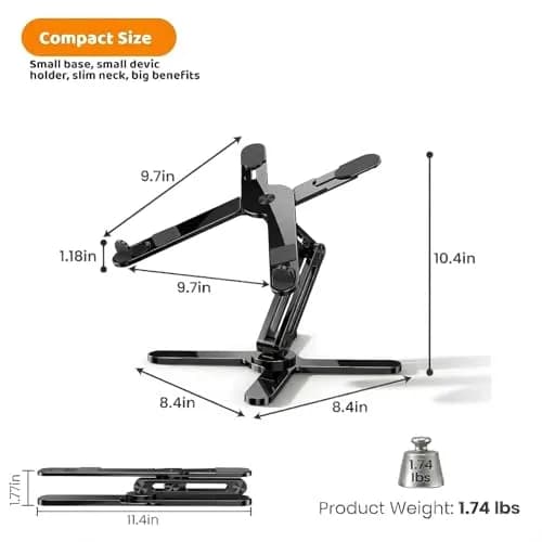 Moallia N86 360 Rotating Laptop Stand for Desk with Locking Knobs, Black 2.27 kg (5 lb) | Ergonomic Aluminum Riser for Collaborative Work thumbnail 5