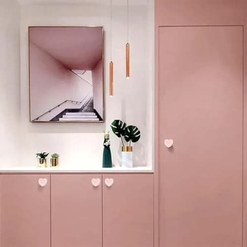 OctinPris Pink Heart Drawer Knobs 45mm (1.77 inch) | Set of 4 Ceramic Cabinet Pulls for Dressers & Furniture thumbnail 6