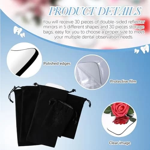 Frienda 30Pcs Dental Photography Intraoral Mirror Set | 5 Shapes for Oral Checks & Photography thumbnail 3