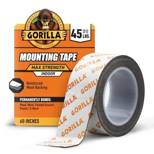 GORILLA Max Strength Heavy Duty Mounting Tape 1 in x 60 in (2.54 cm x 152.4 cm) | Holds Up to 45 lbs thumbnail 1