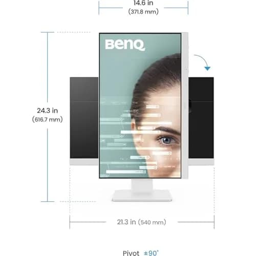 BenQ GW2486TC Office USB hub Monitor 24" 1080p | Eye-Care IPS | Height Adjustable | White thumbnail 4