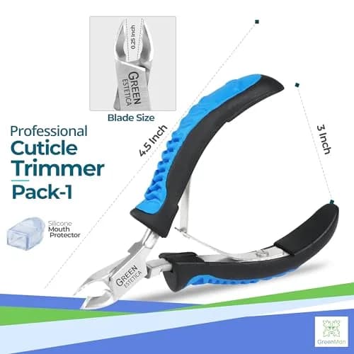 GREEN ESTETICA Stainless Steel Cuticle Nipper 4.5 inch | Precision Nail Tool for Pain-Free Cuticle Care thumbnail 2