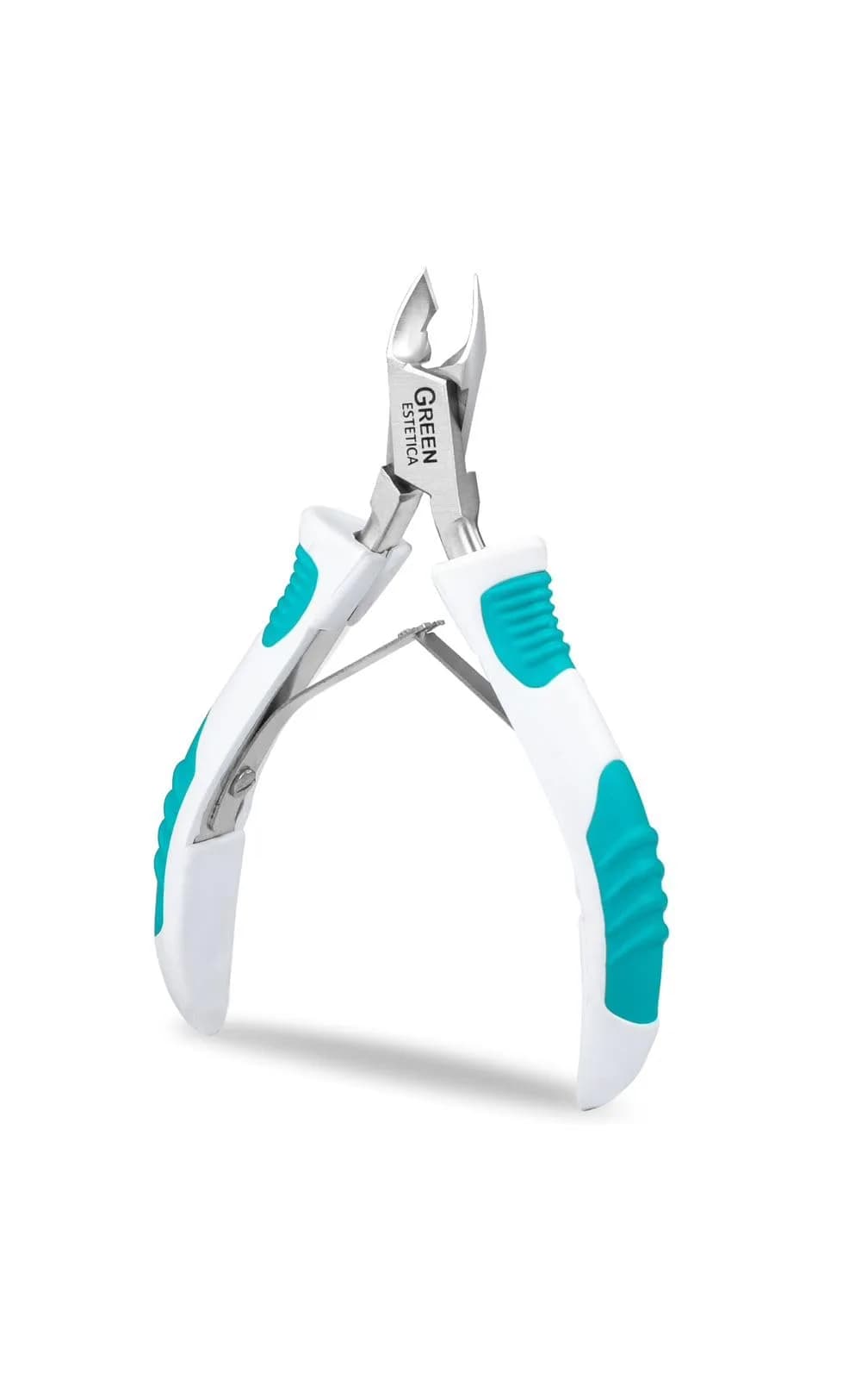 GREEN ESTETICA Stainless Steel Cuticle Nipper 4.5 inch | Precision Nail Tool for Pain-Free Cuticle Care — White-green