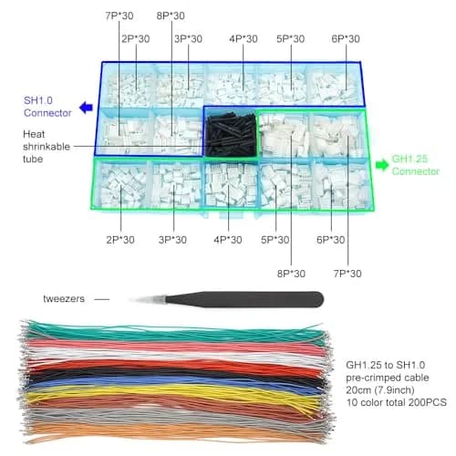 elechawk GH1.25 to SH1.0 Pre-Crimped Cables & Connectors Kit | Compatible with Pixhawk Flight Controllers thumbnail 3