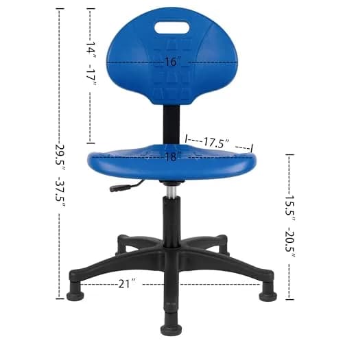 TAKE UR SEAT® Deluxe Polyurethane Lab Stool Chair, 5" Adjustable, Blue (Glide) | Industrial & Scientific Lab Seat thumbnail 6