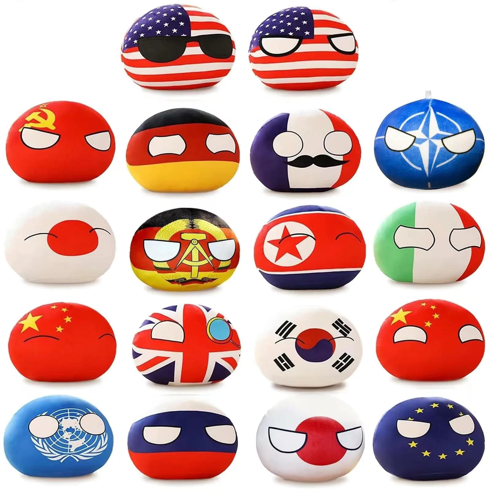 Idyllicallyser 18pcs Countryballs Plushies 4in | Cute Stuffed Toy Cotton Material for Birthdays