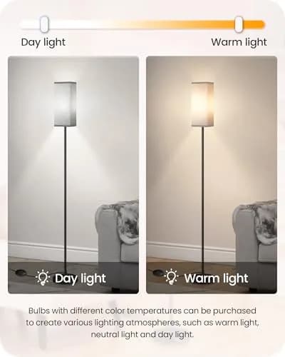 GOEBLESON Floor Lamp, Modern Standing Lamp with Foot Switch, 64.6" Tall, Black & Gray | Minimalist Freestanding Light for Living Room & Bedroom thumbnail 5