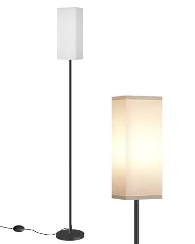 GOEBLESON Floor Lamp, Modern Standing Lamp Shade, Minimalist Freestanding Lamp, 7.9"L x 7.9"W x 64.6"H, Black & White thumbnail 1