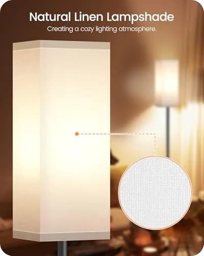 GOEBLESON Floor Lamp, Modern Standing Lamp Shade, Minimalist Freestanding Lamp, 7.9"L x 7.9"W x 64.6"H, Black & White thumbnail 3