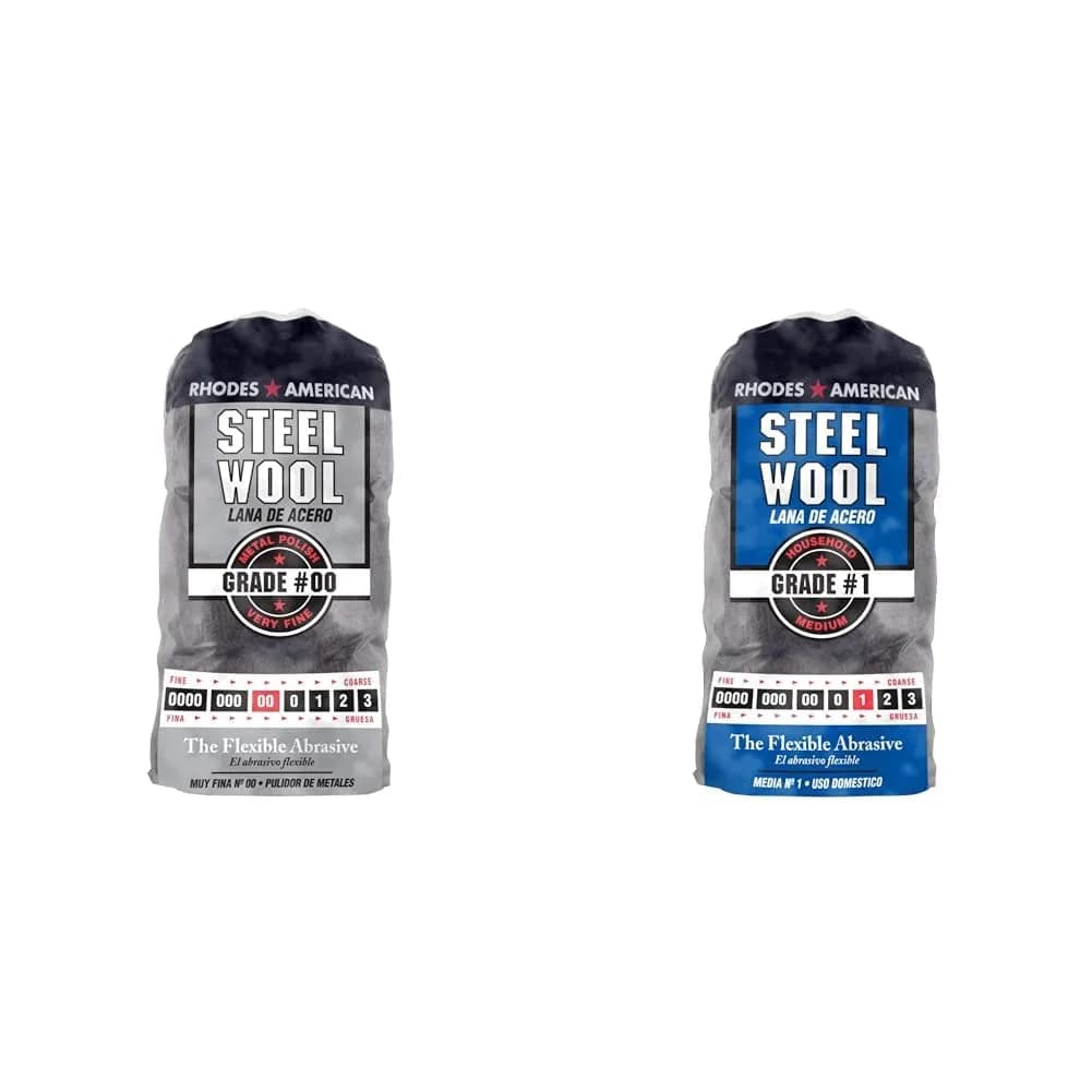Homax #0000 Super Fine Steel Wool Pads (12-Count) | Restor-A-Finish Walnut Finish Restorer (8oz) — Very Fine & Medium